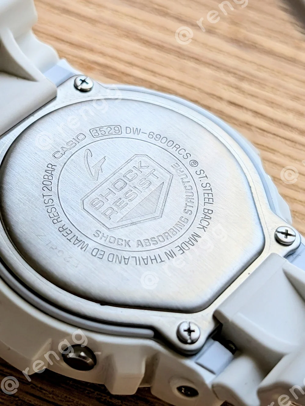 G-Shock White Resin Digital Watch with Blue Dial and Green Accents
